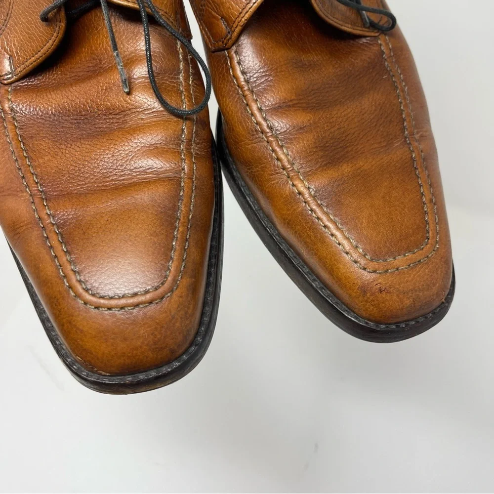 Salvatore Ferragamo cognac brown pebble leather oxfords sz 10.5